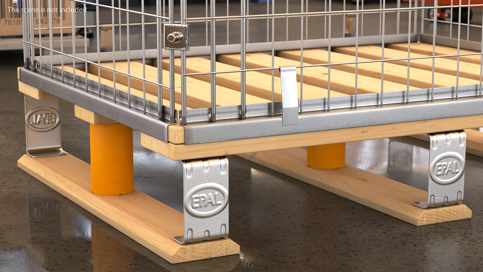 Mesh Cage on EPAL Euro Pallet 3D model