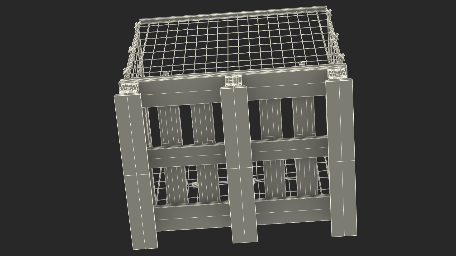 Mesh Cage on EPAL Euro Pallet 3D model