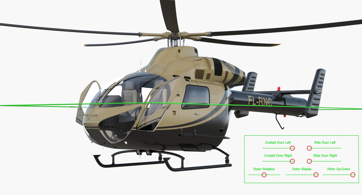 3D Light Private Jet Helicopter MD 902 Explorer Rigged