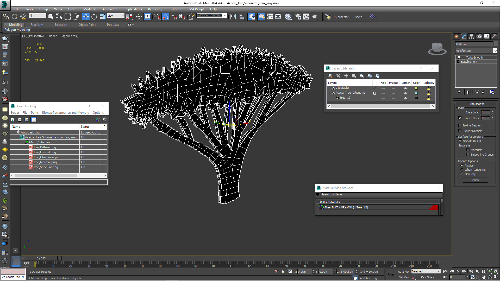 Acacia Tree Silhouette 3D