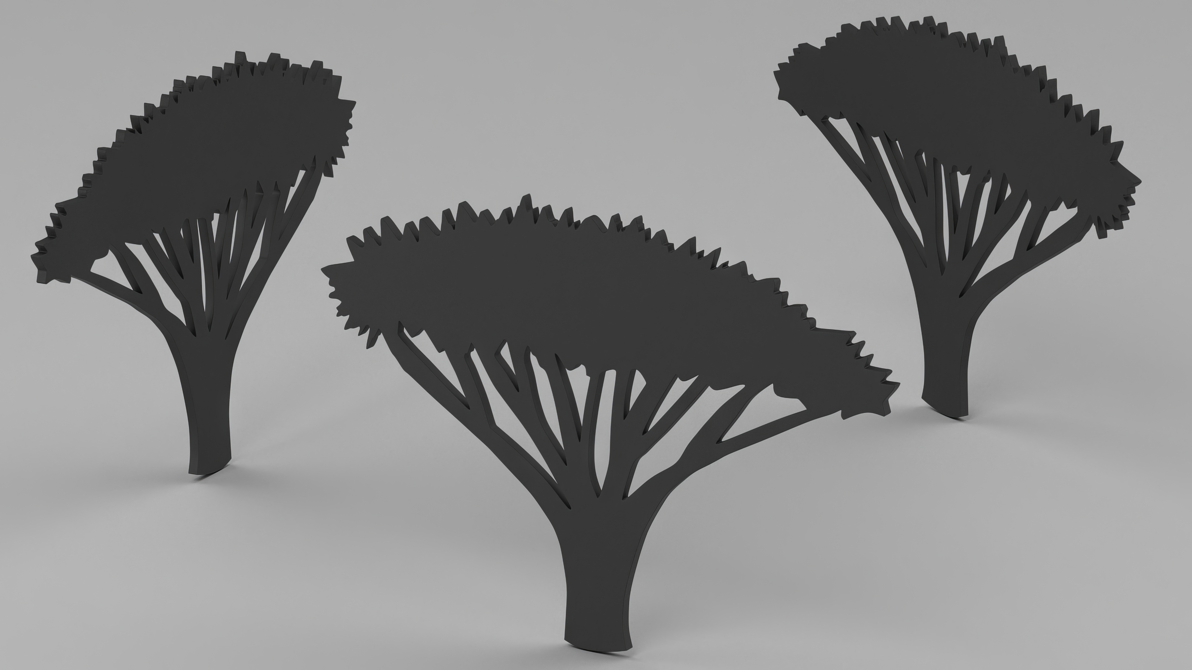 Acacia Tree Silhouette 3D