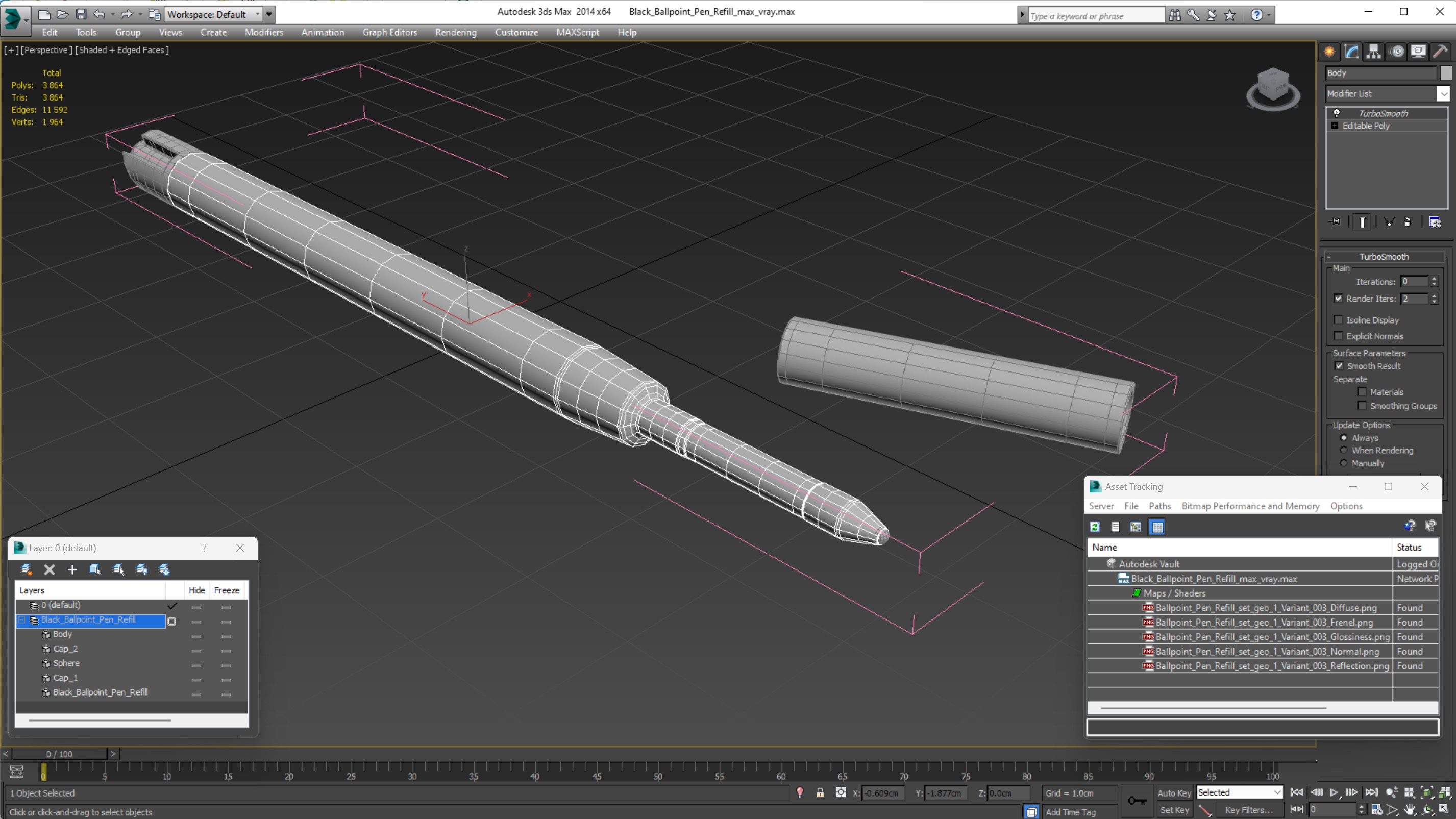 3D Black Ballpoint Pen Refill