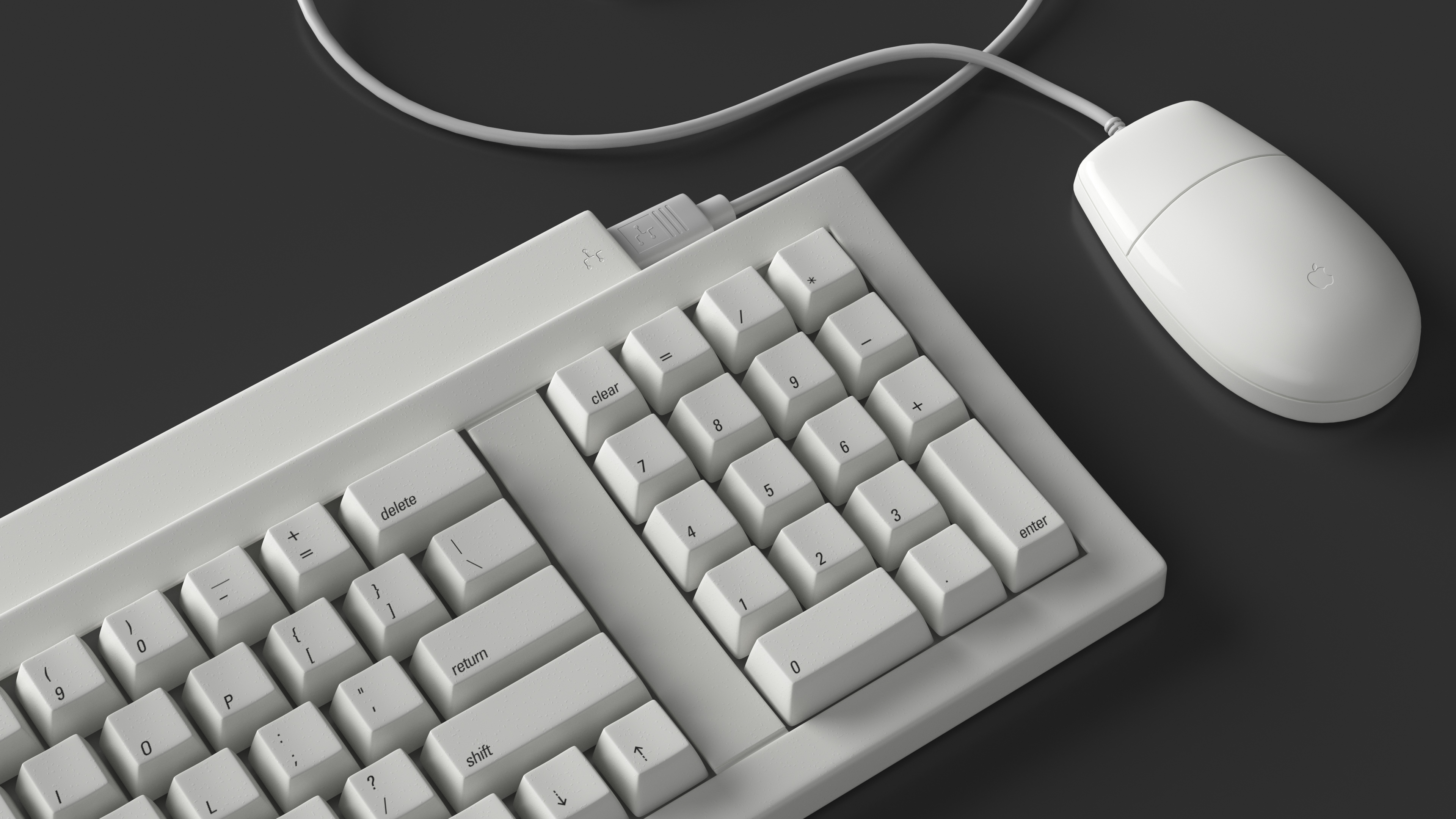 Vintage Apple Keyboard II and Mouse Set 3D model