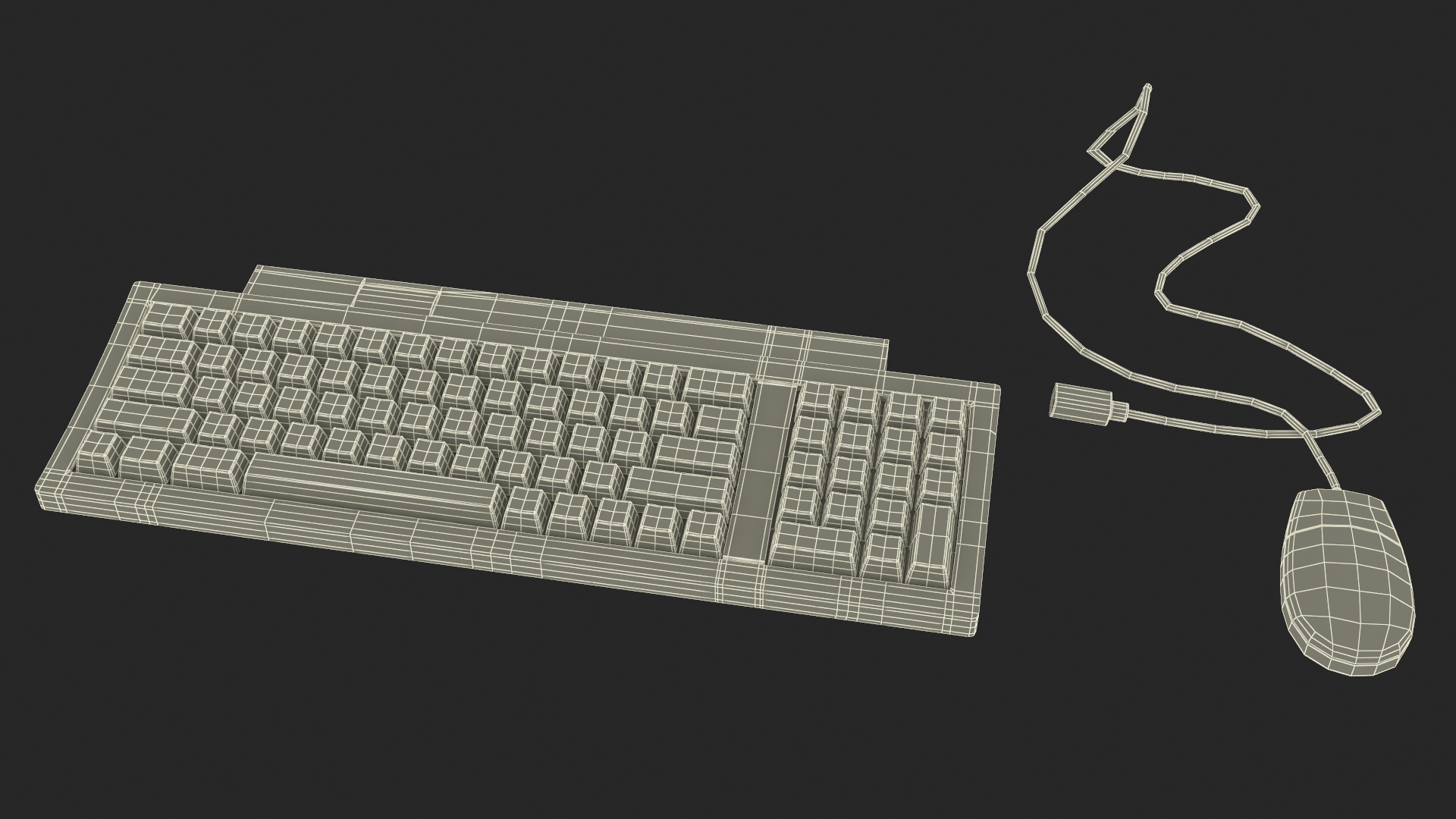 Vintage Apple Keyboard II and Mouse Set 3D model