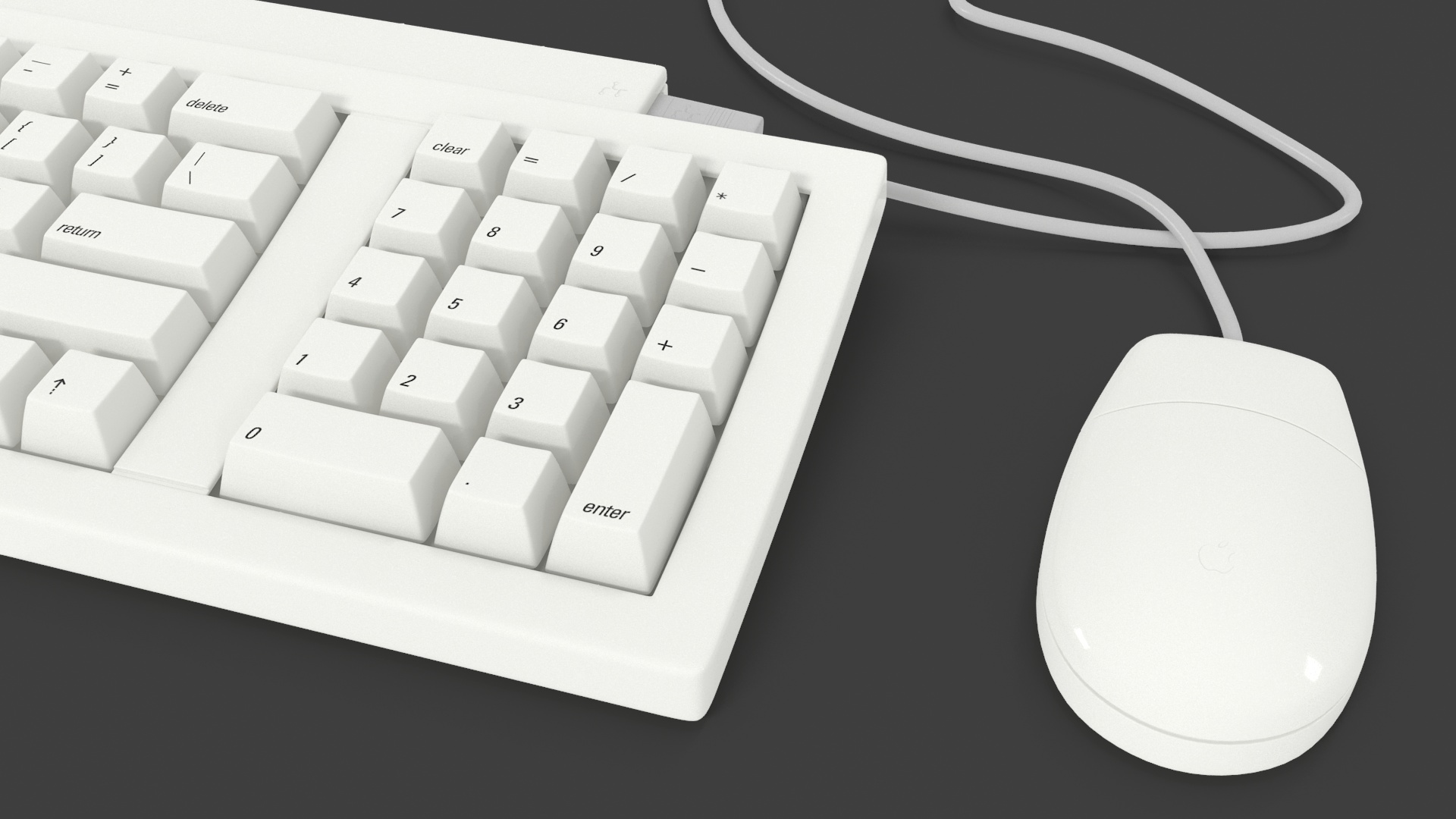 Vintage Apple Keyboard II and Mouse Set 3D model