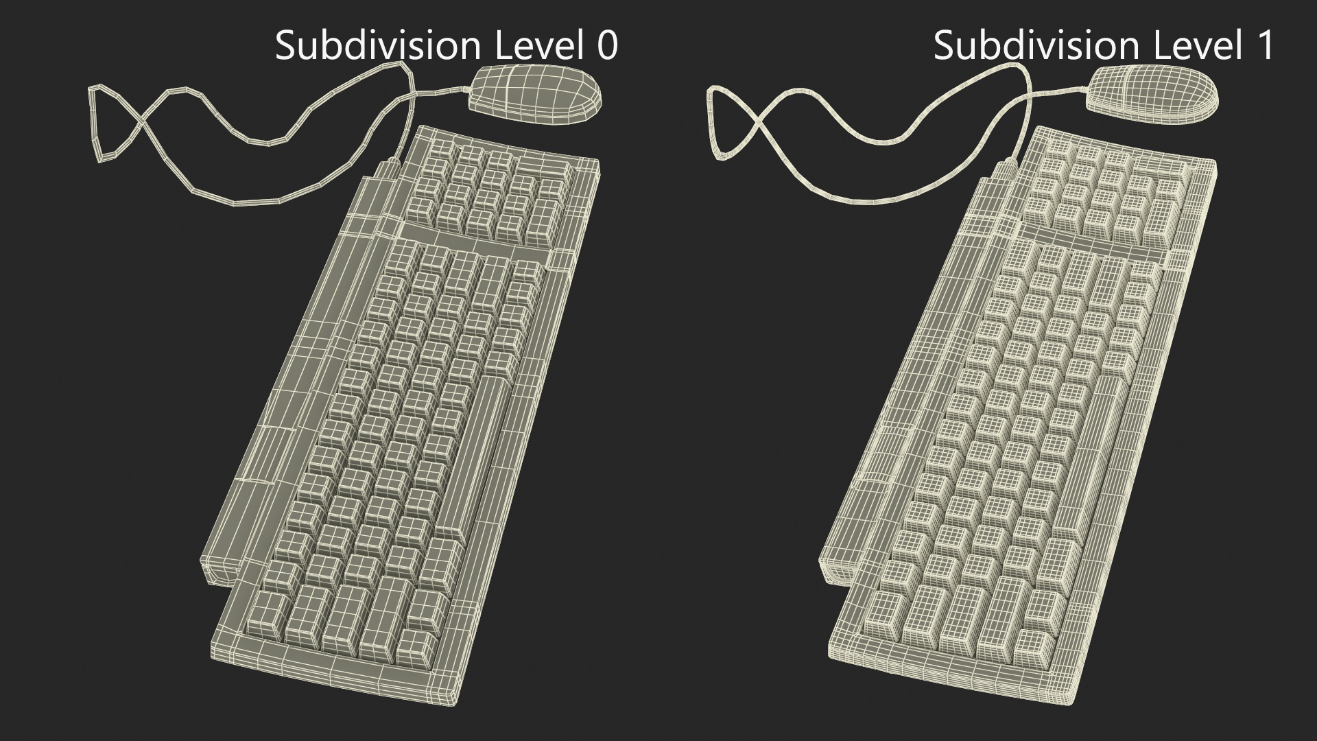 Vintage Apple Keyboard II and Mouse Set 3D model