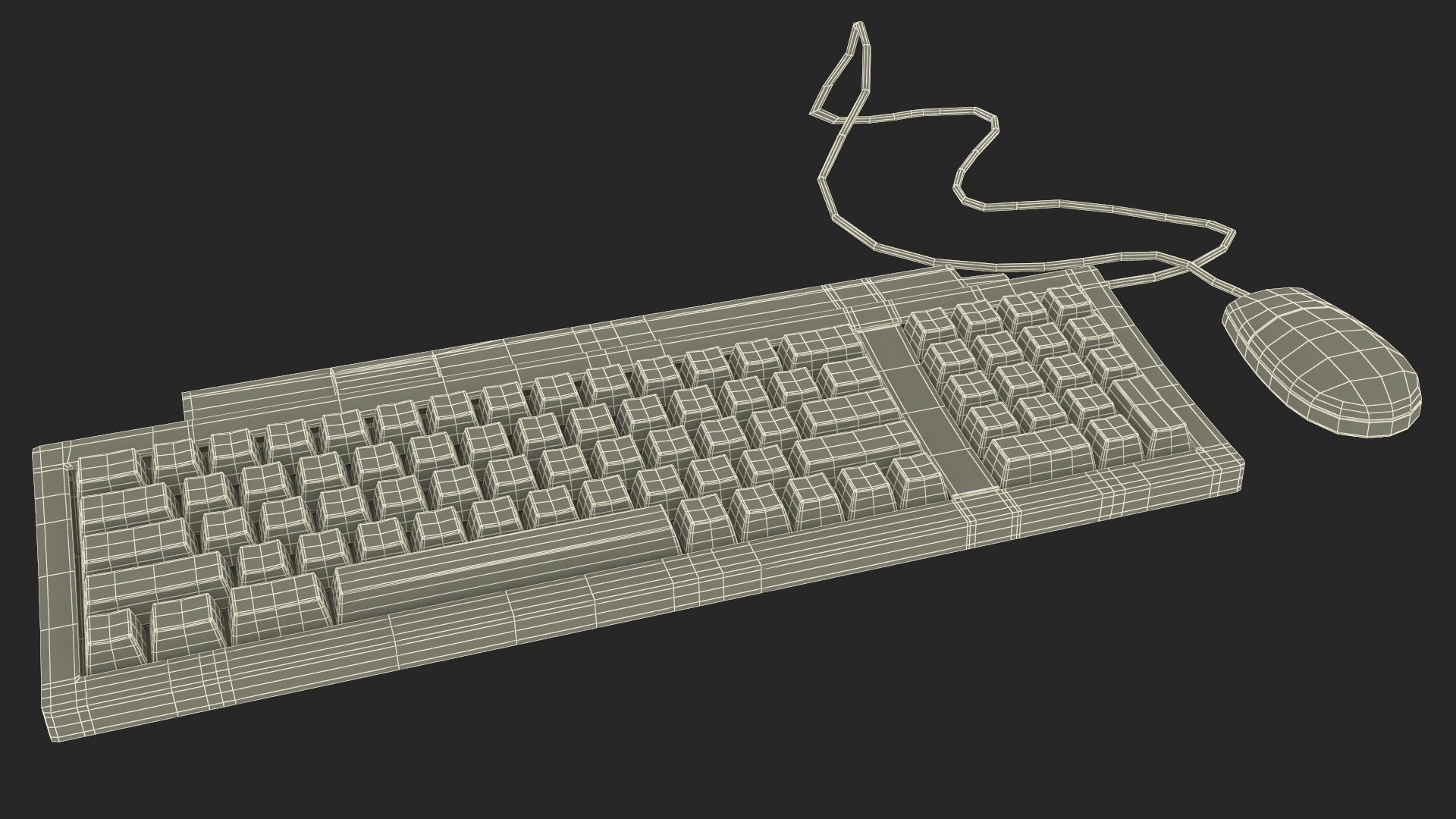 Vintage Apple Keyboard II and Mouse Set 3D model