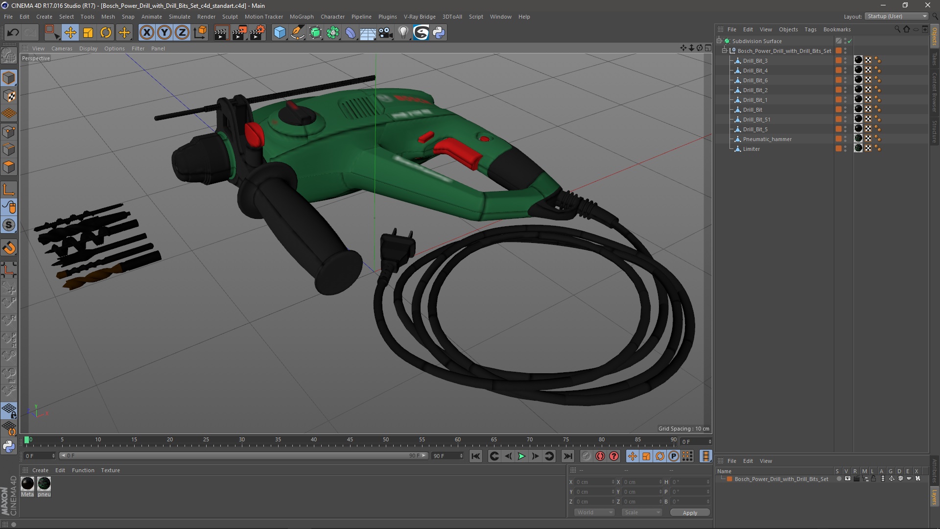 Bosch Power Drill with Drill Bits Set 3D