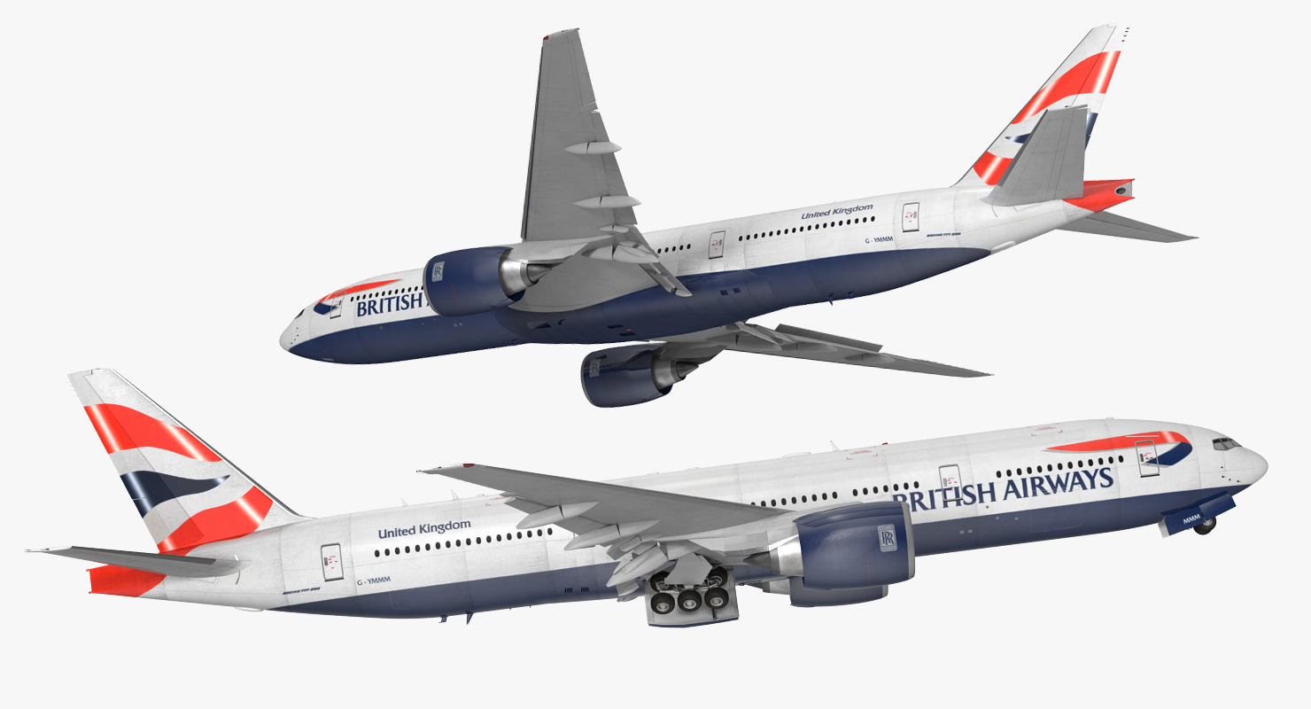 Boeing 777 200 British Airways Rigged 3D