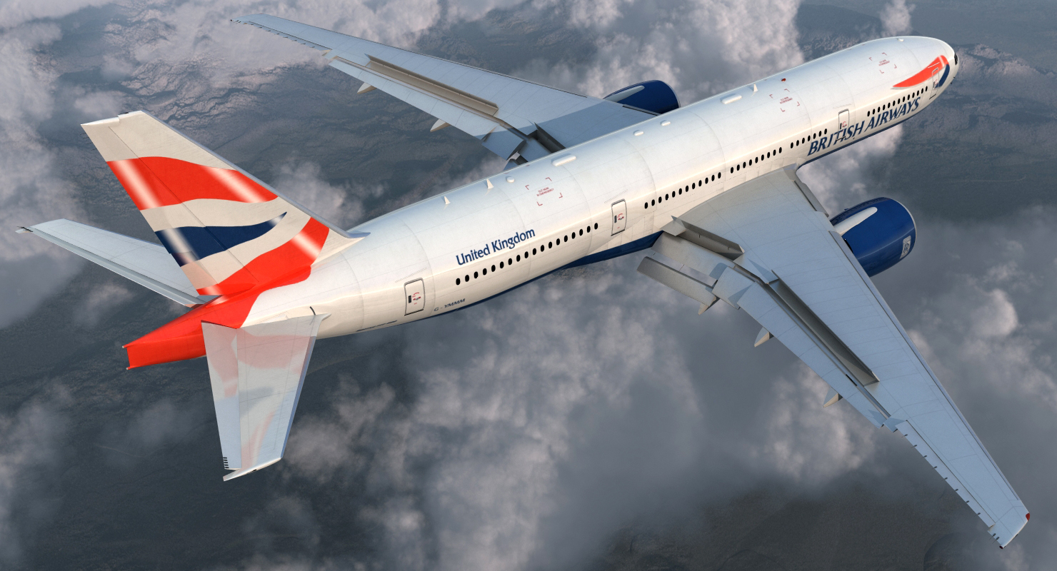 Boeing 777 200 British Airways Rigged 3D
