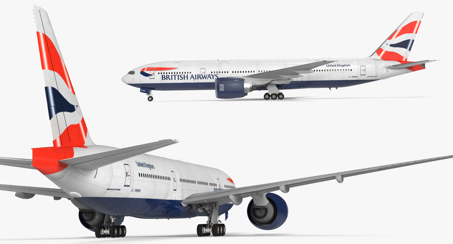 Boeing 777 200 British Airways Rigged 3D