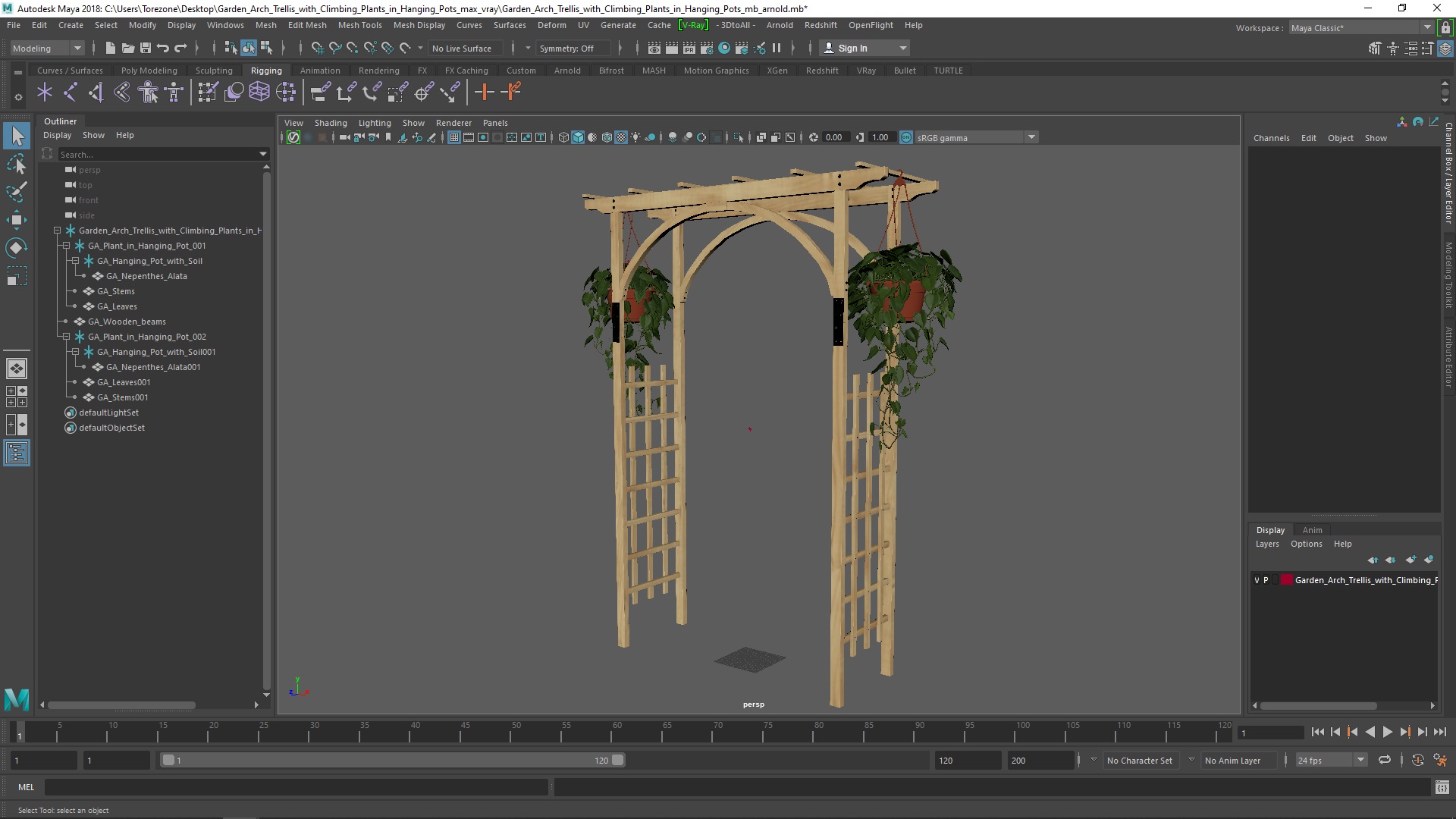3D Garden Arch Trellis with Climbing Plants in Hanging Pots