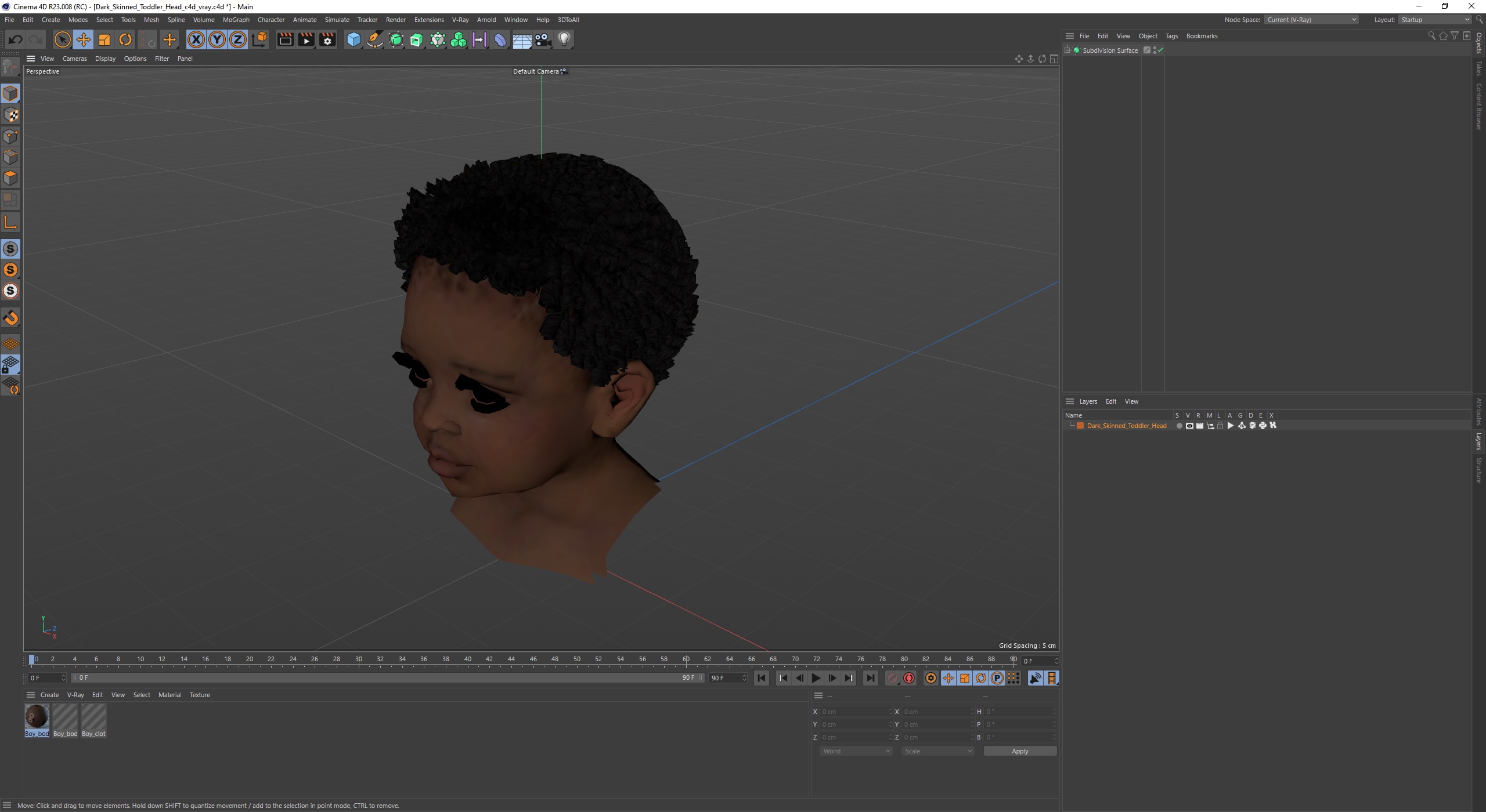 3D model Dark Skinned Toddler Head
