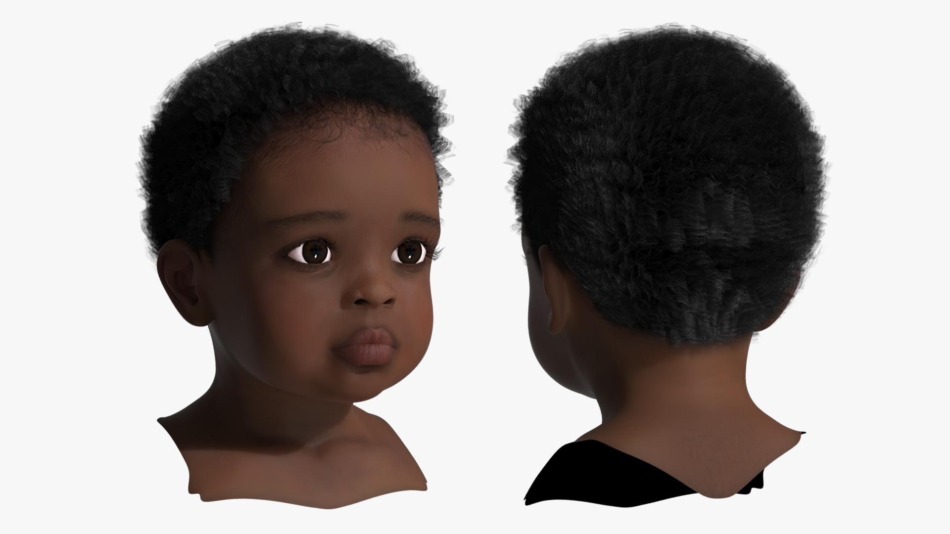 3D model Dark Skinned Toddler Head