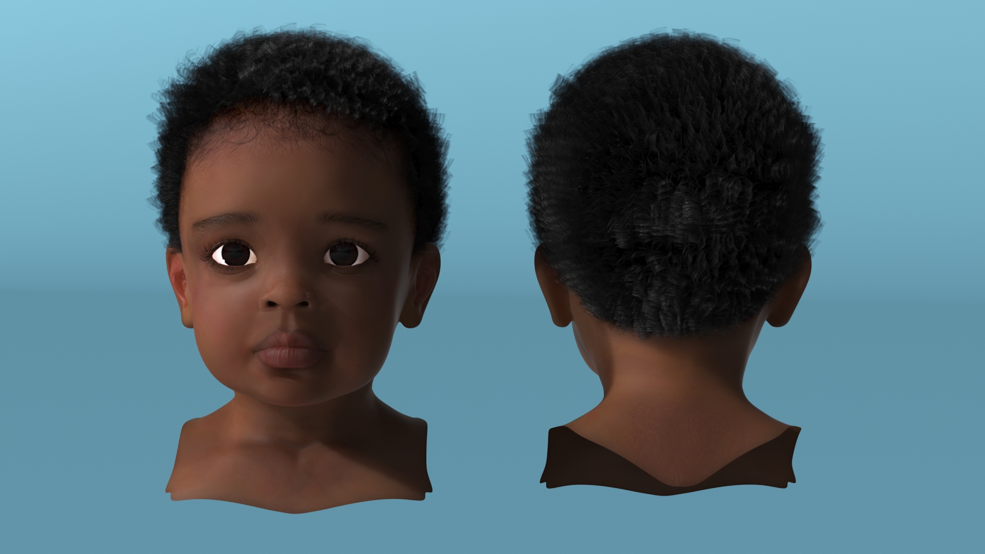 3D model Dark Skinned Toddler Head