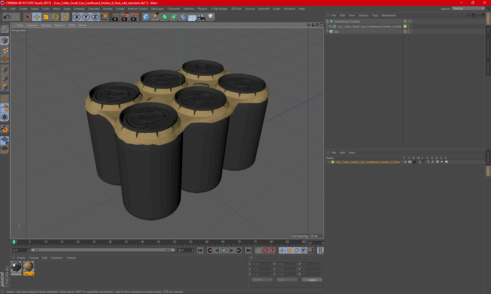 Can Collar Small Can Cardboard Holder 6 Pack 3D model
