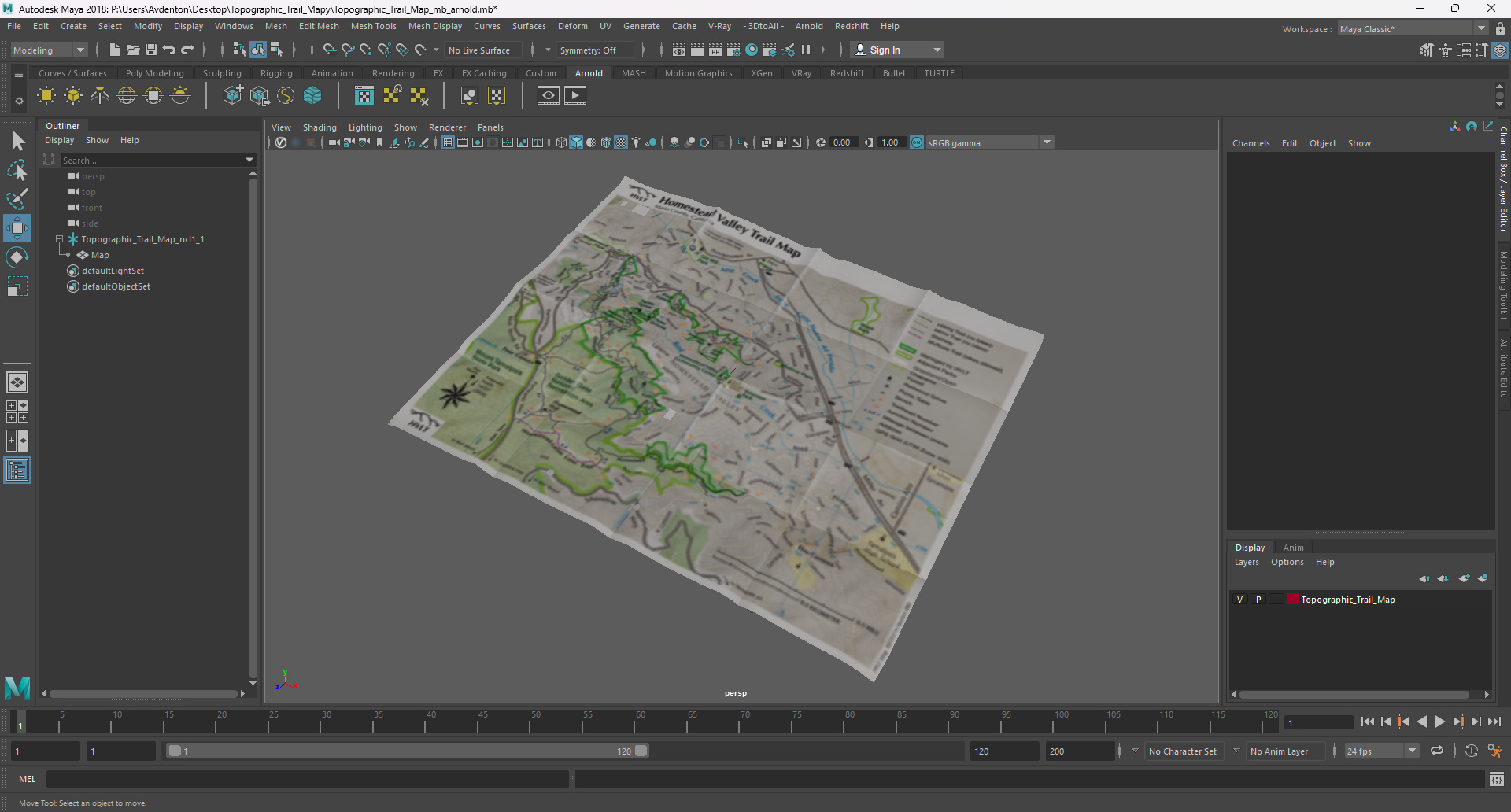 3D Topographic Trail Map