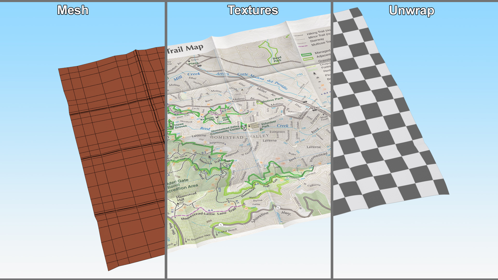3D Topographic Trail Map