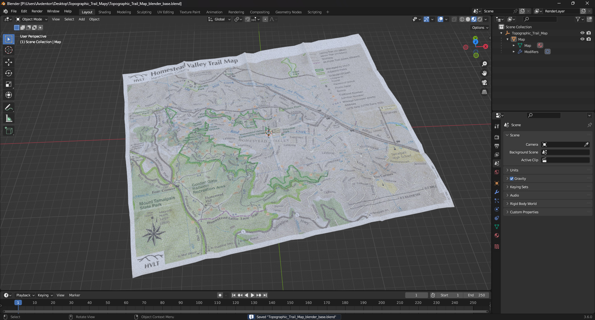 3D Topographic Trail Map