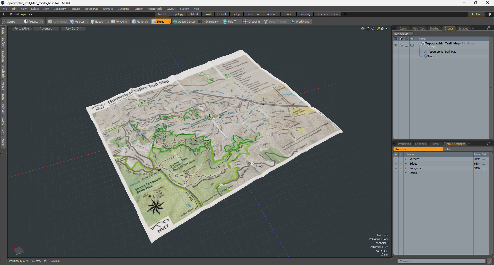 3D Topographic Trail Map