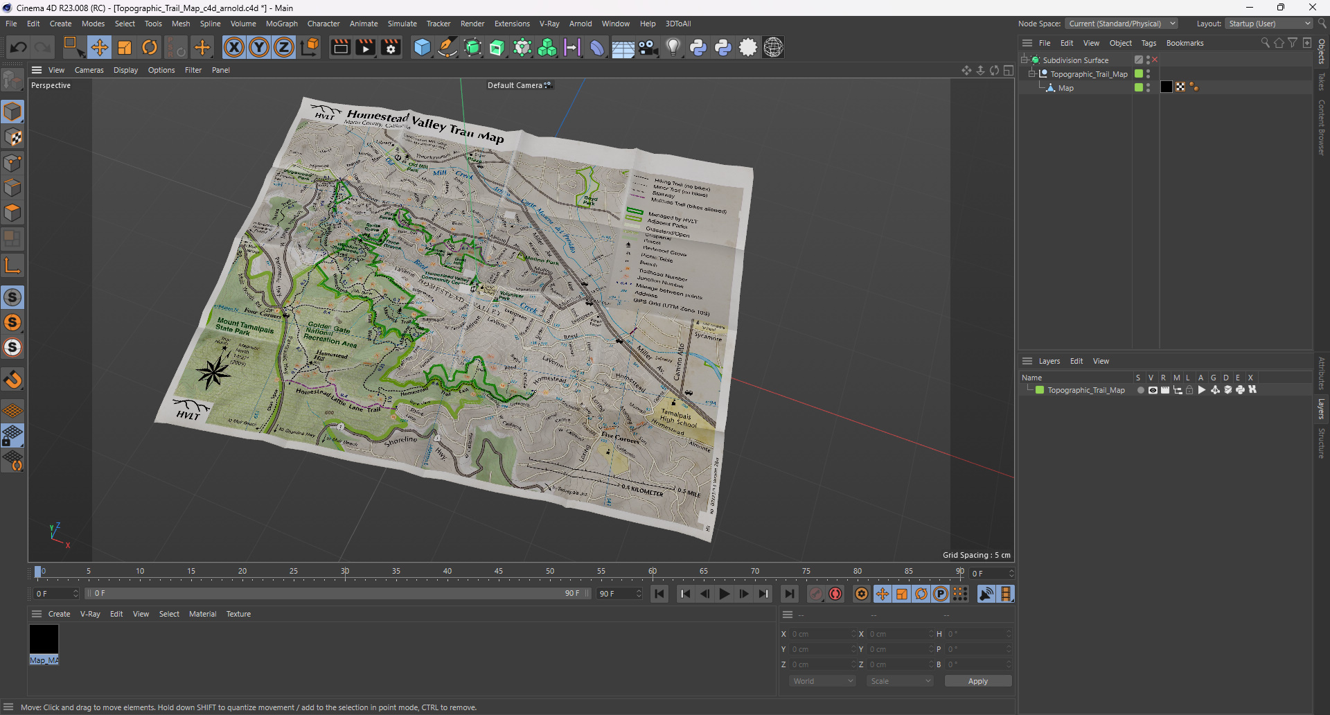 3D Topographic Trail Map
