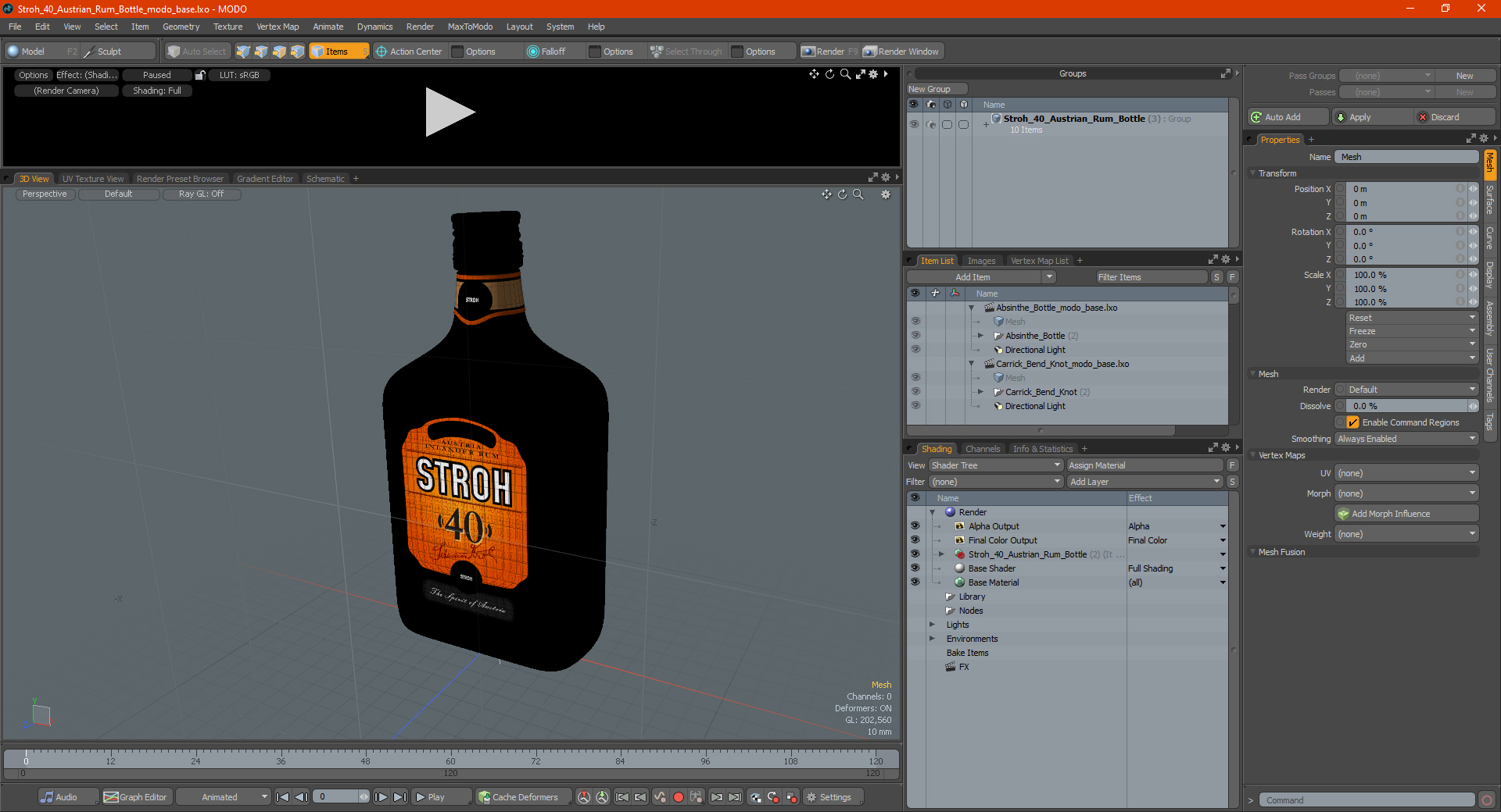 3D Stroh 40 Austrian Rum Bottle model