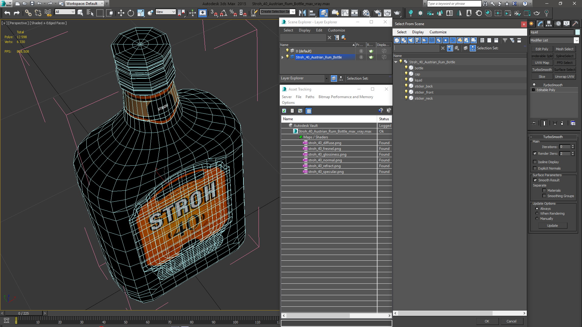 3D Stroh 40 Austrian Rum Bottle model