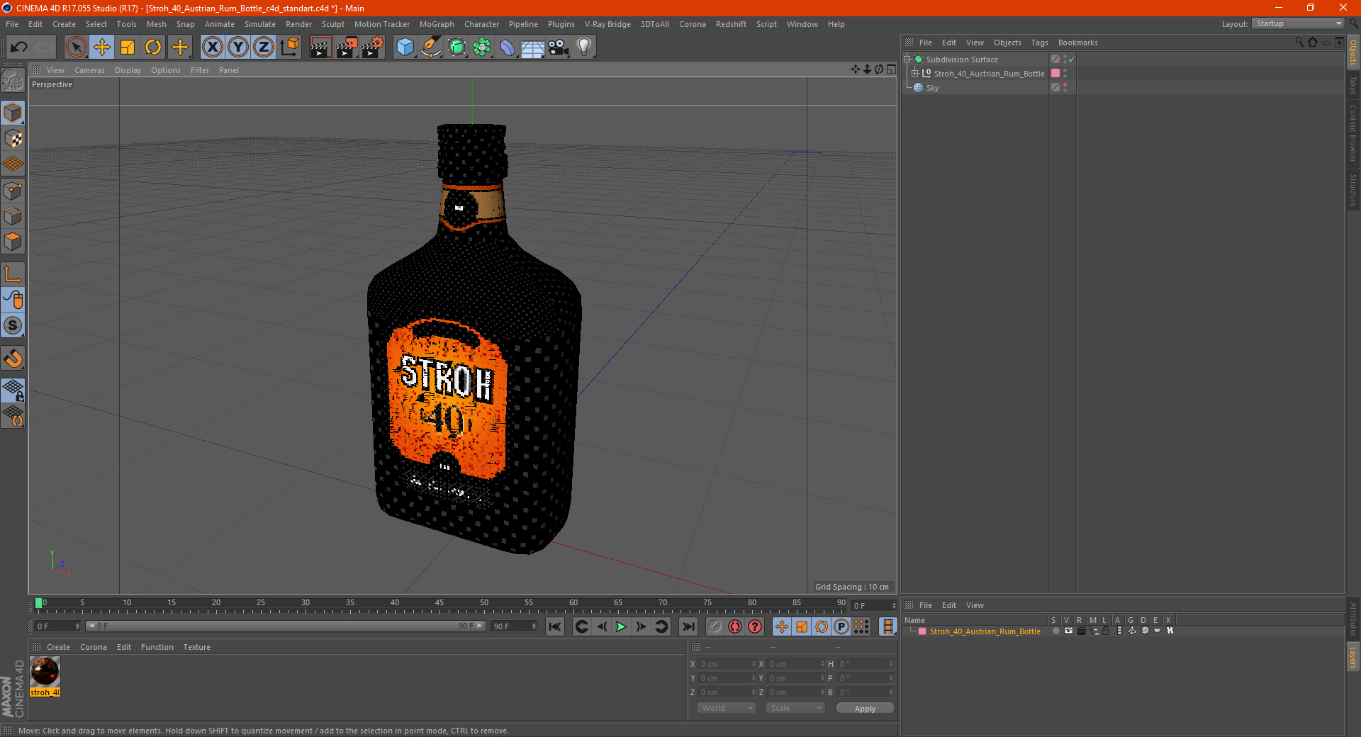 3D Stroh 40 Austrian Rum Bottle model