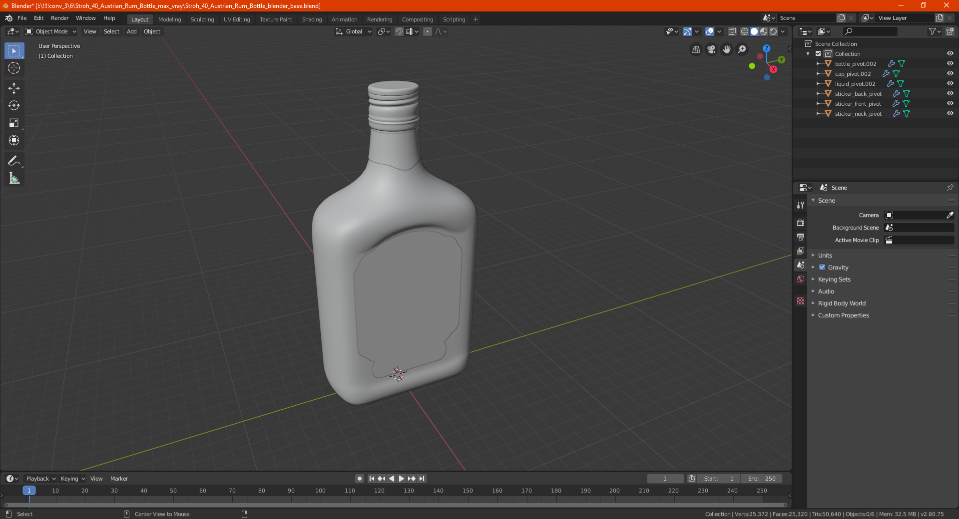 3D Stroh 40 Austrian Rum Bottle model
