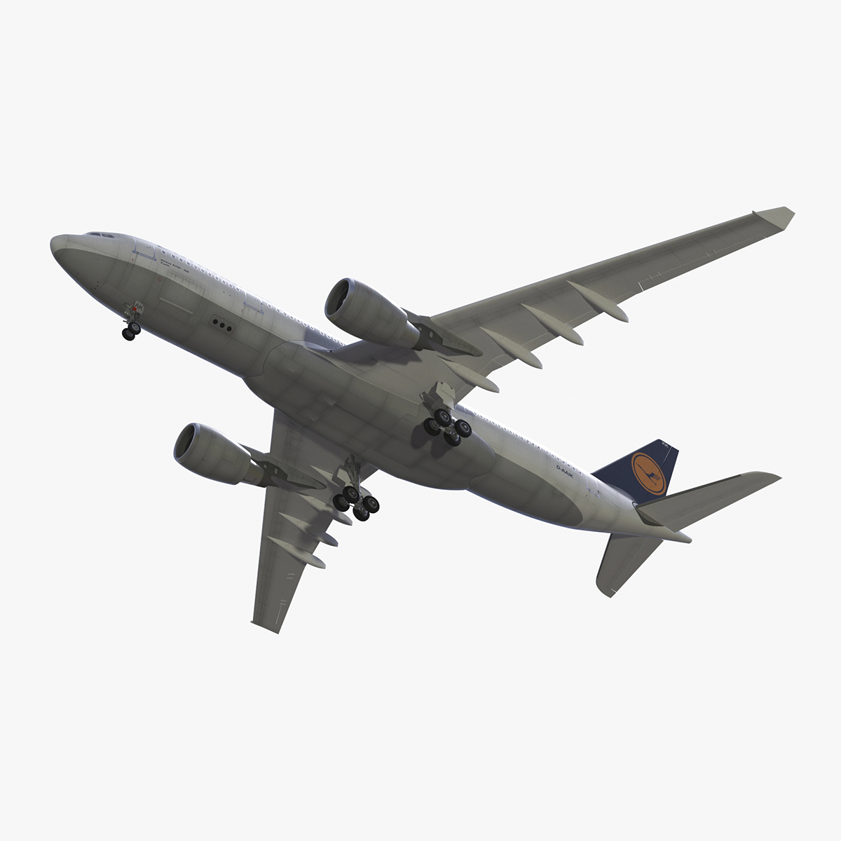 3D Lufthansa Airbus A330-200 Commercial Airliner Rigged for Maya
