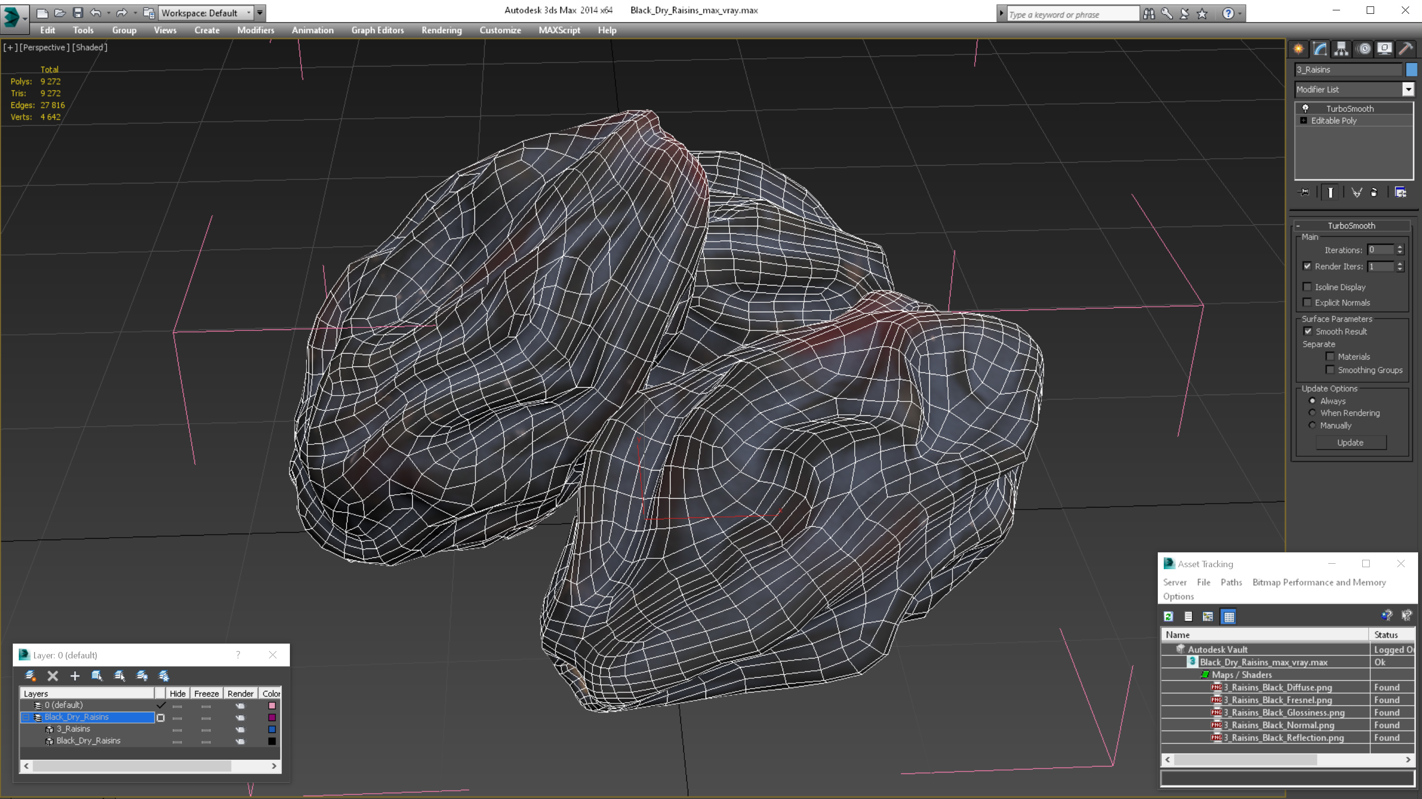 Black Dry Raisins 3D
