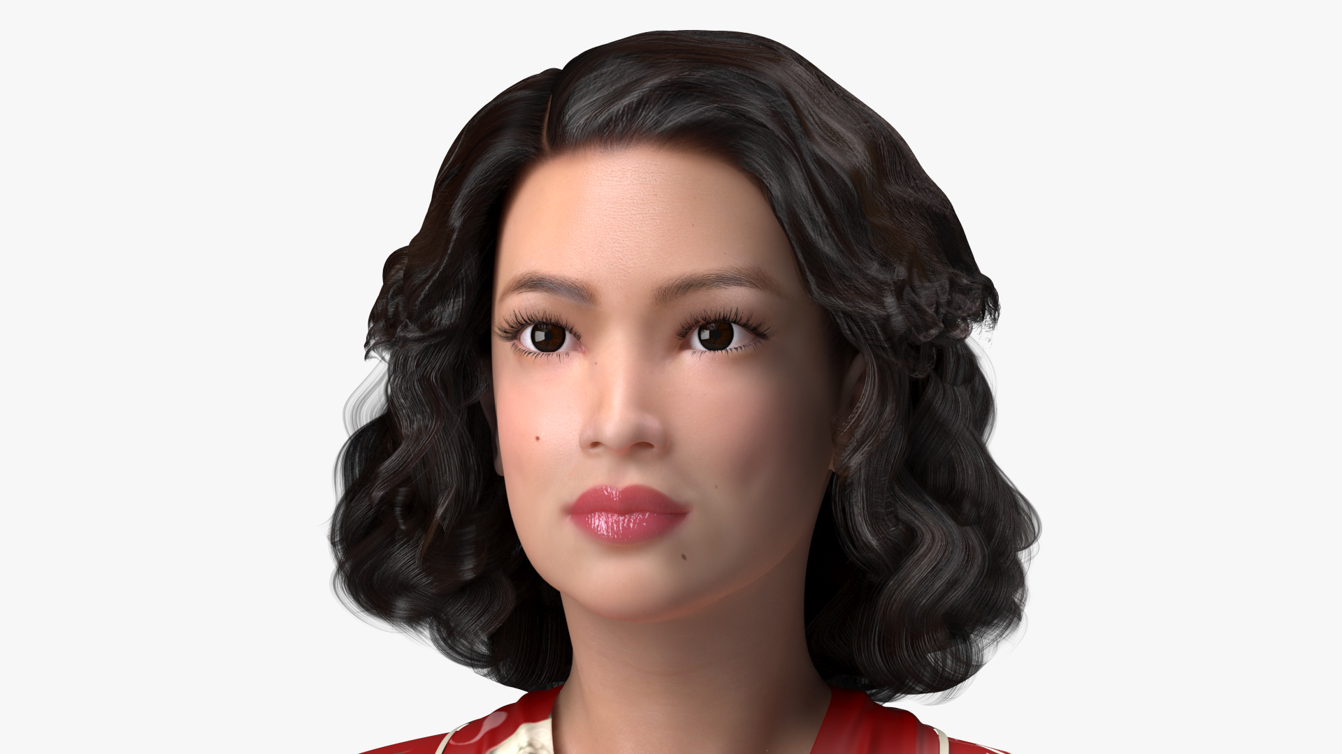 Asian Woman wearing Satin Pijama T Pose 3D model