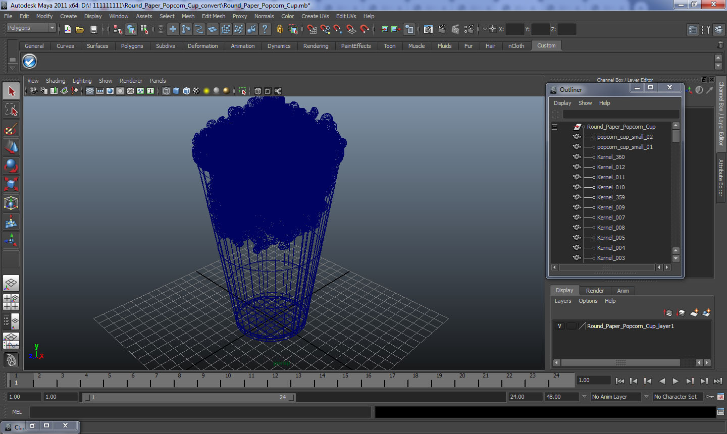 3D Round Paper Popcorn Cup model