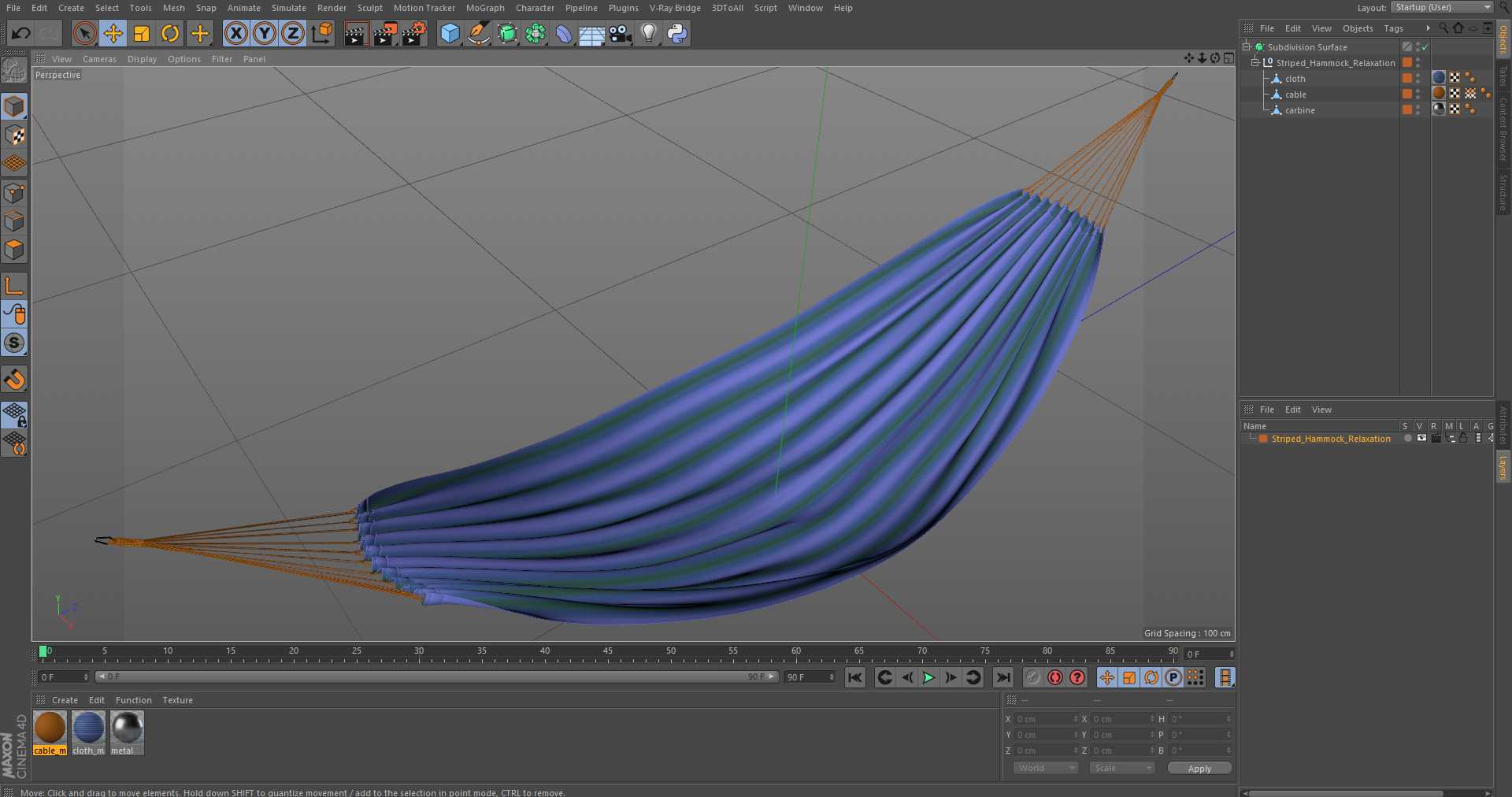 3D Striped Hammock Relaxation