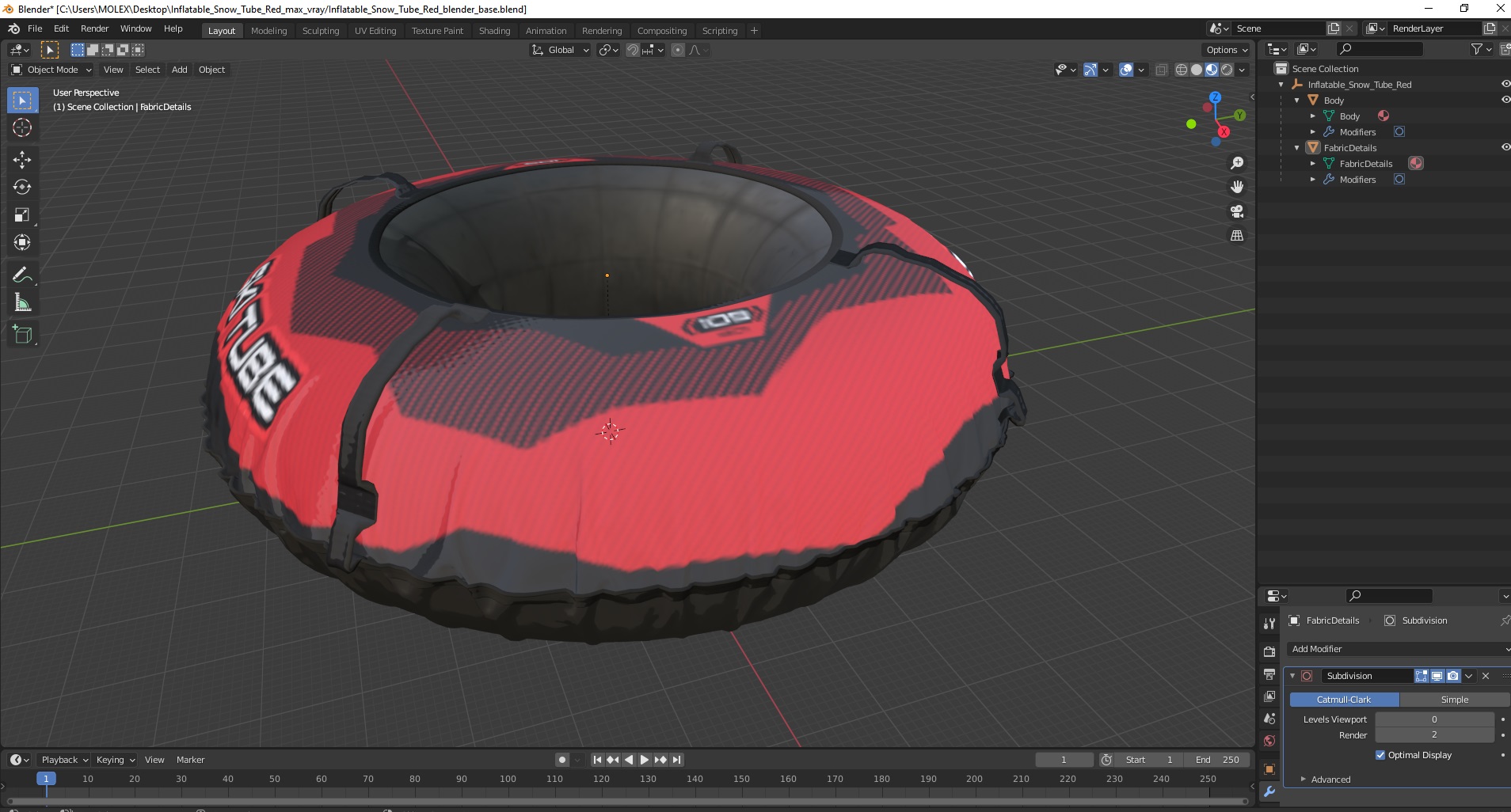 Inflatable Snow Tube Red 3D model
