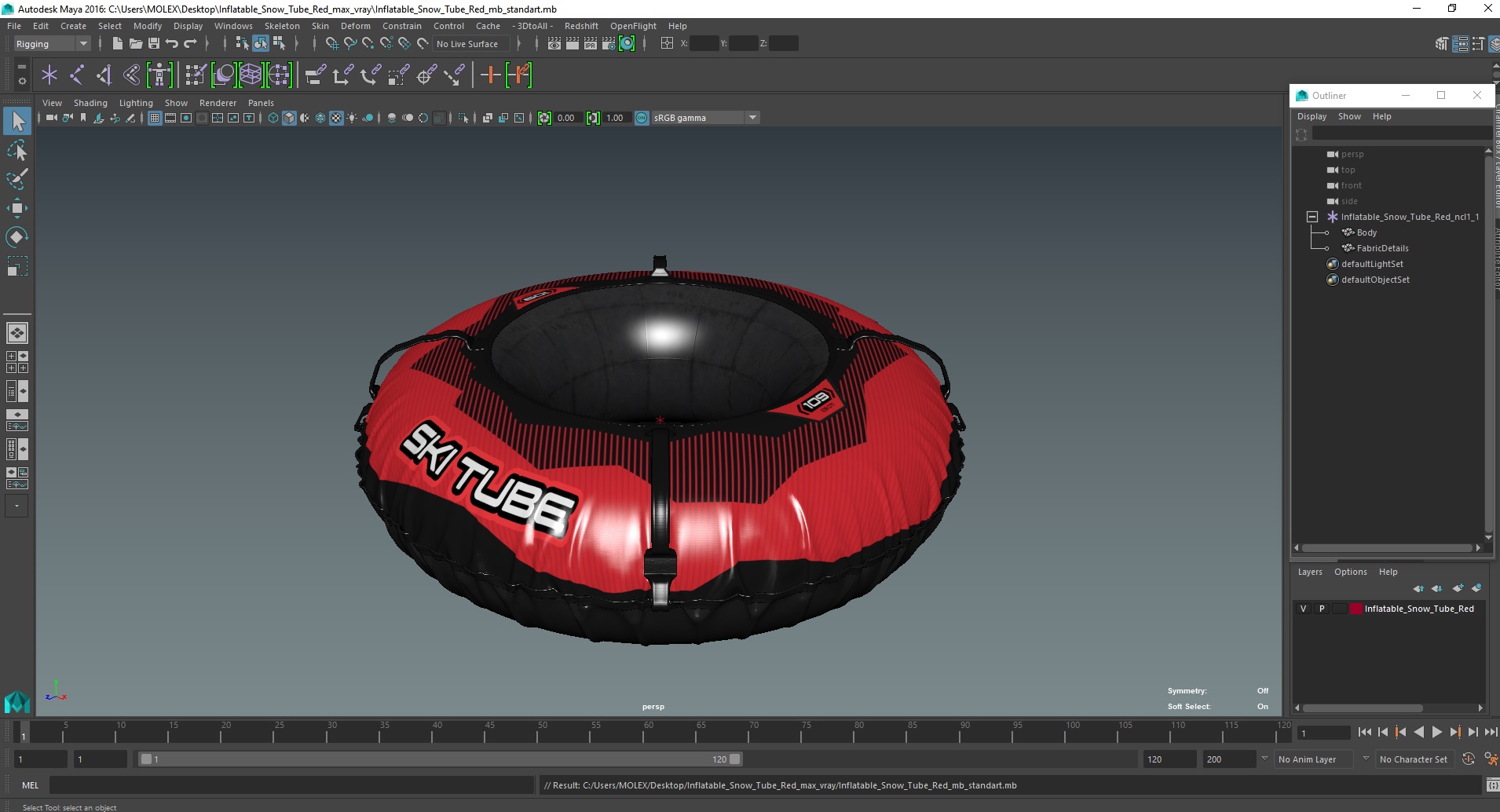 Inflatable Snow Tube Red 3D model