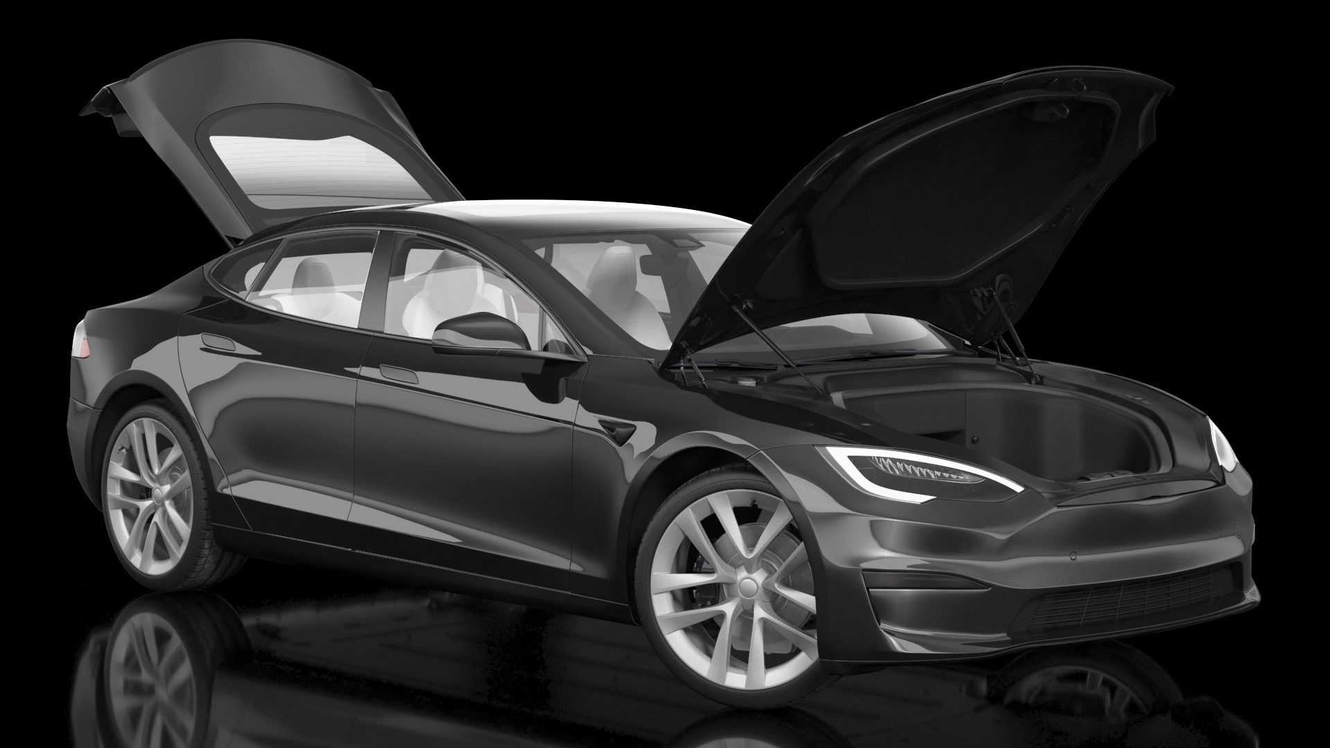 3D model Electric Liftback Sedan Rigged