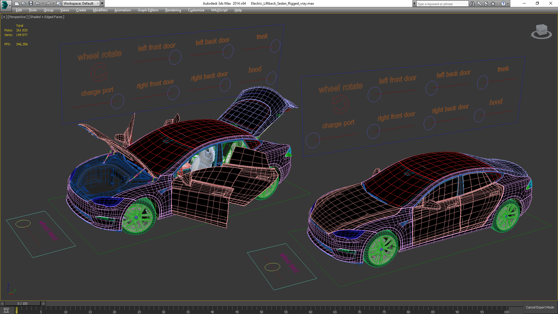 3D model Electric Liftback Sedan Rigged
