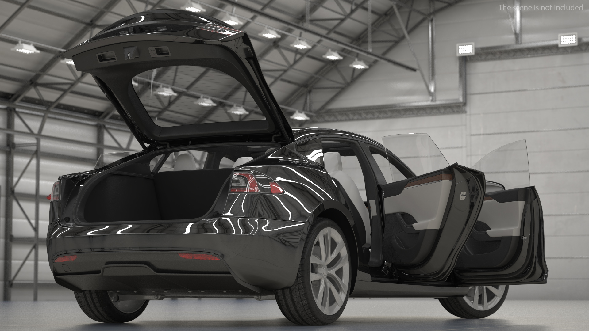 3D model Electric Liftback Sedan Rigged