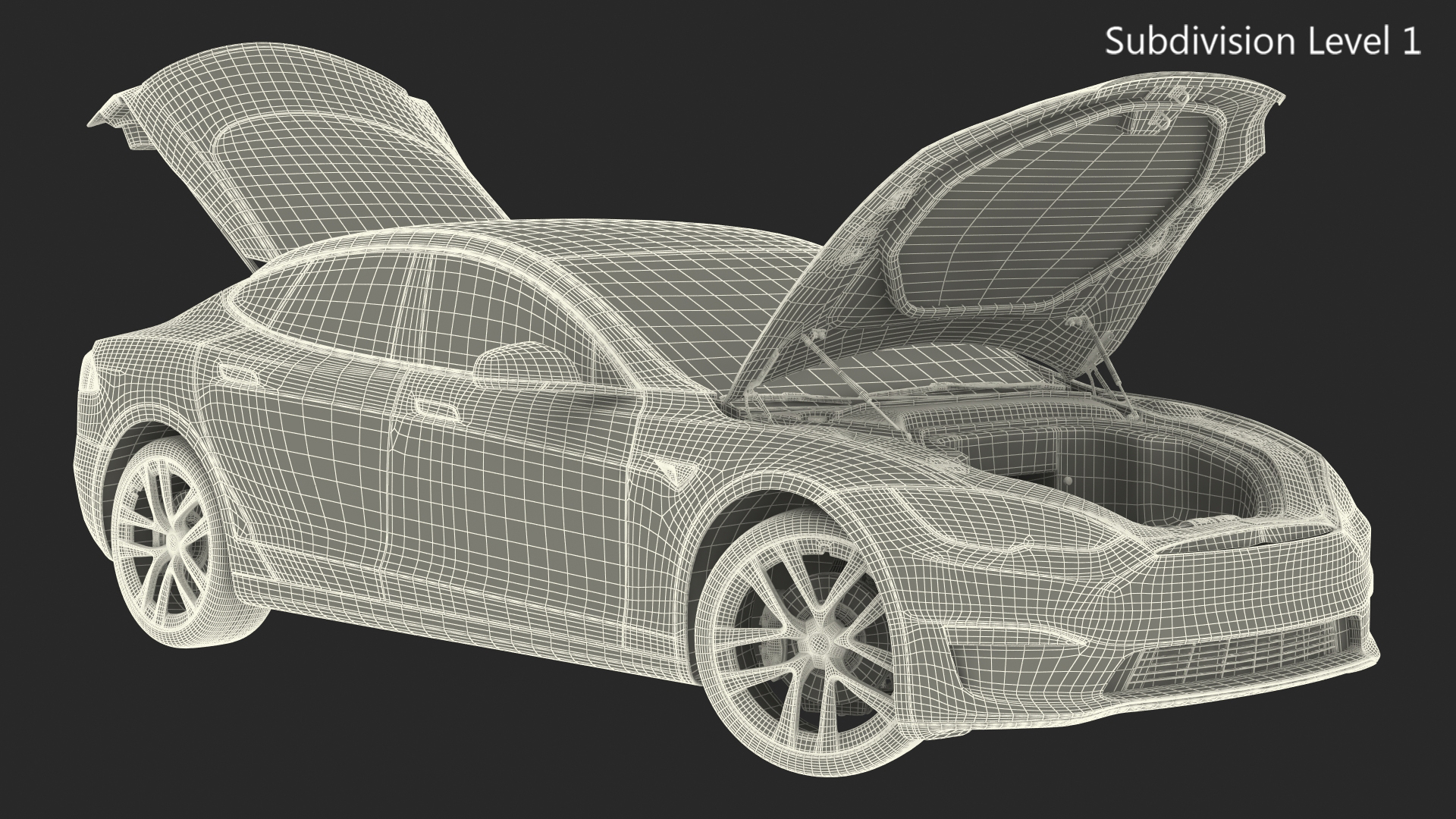 3D model Electric Liftback Sedan Rigged