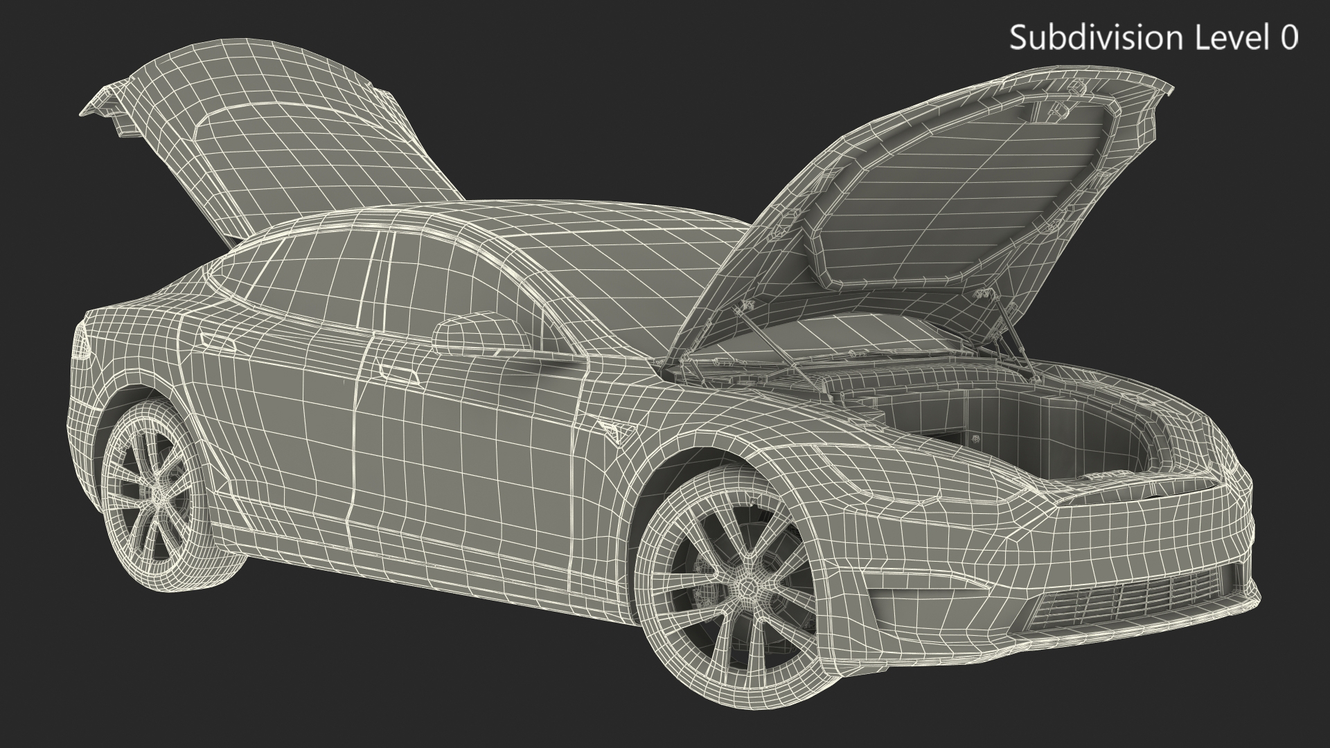 3D model Electric Liftback Sedan Rigged