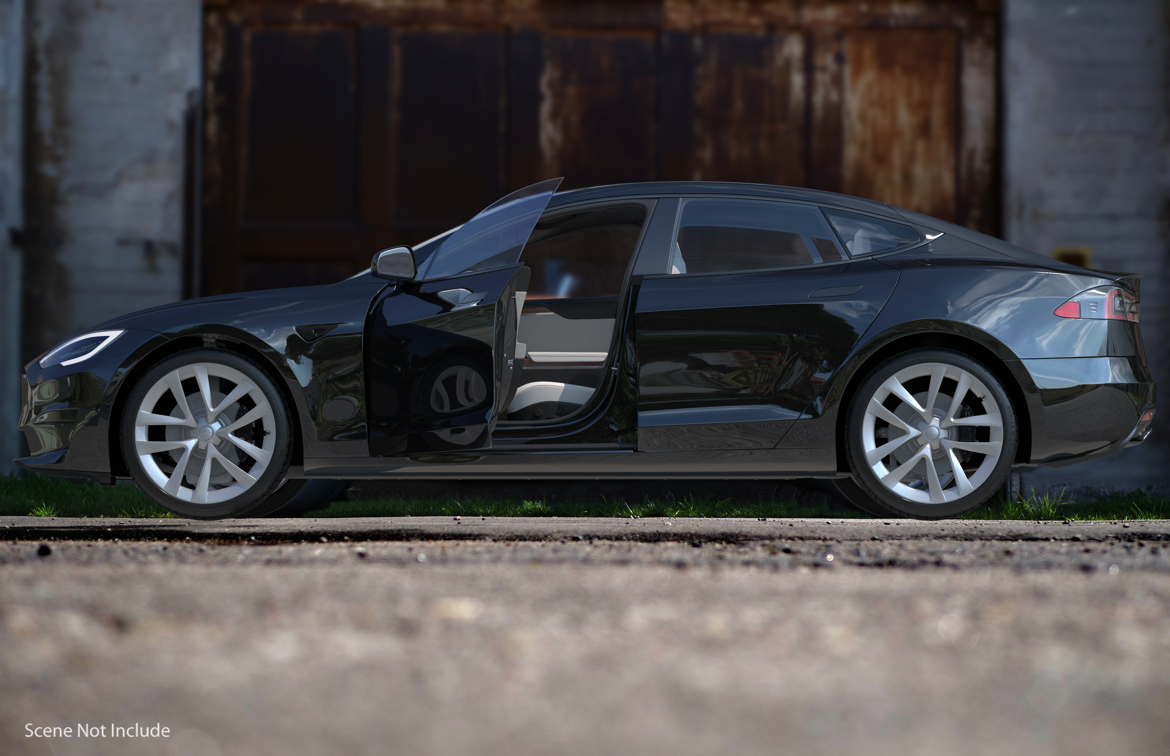3D model Electric Liftback Sedan Rigged