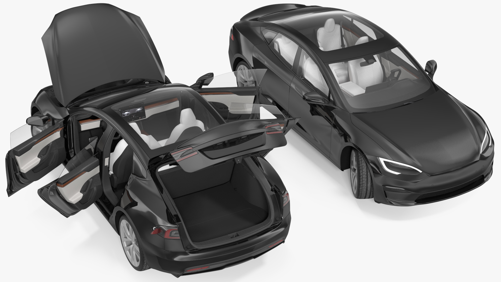 3D model Electric Liftback Sedan Rigged