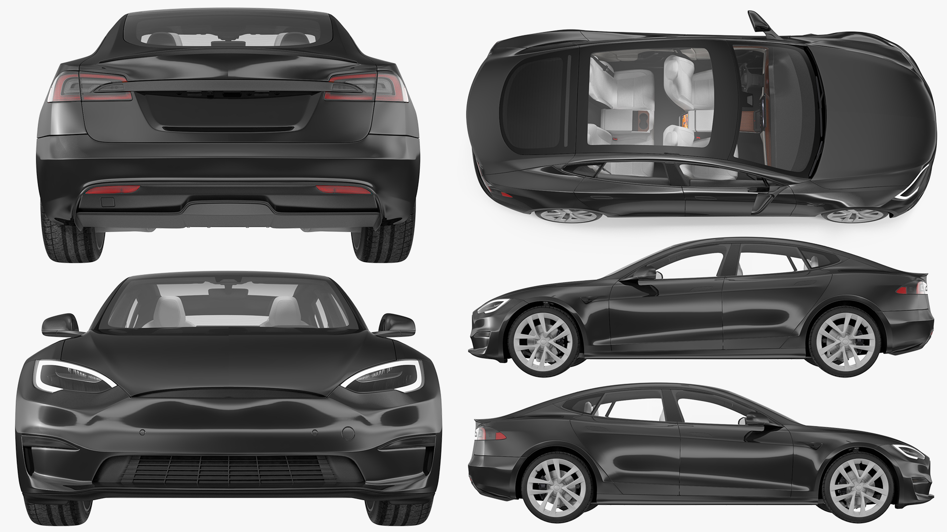 3D model Electric Liftback Sedan Rigged