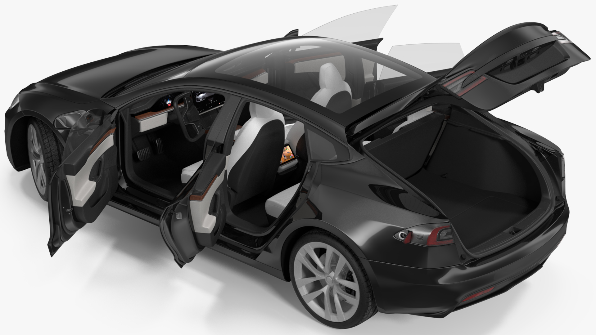 3D model Electric Liftback Sedan Rigged