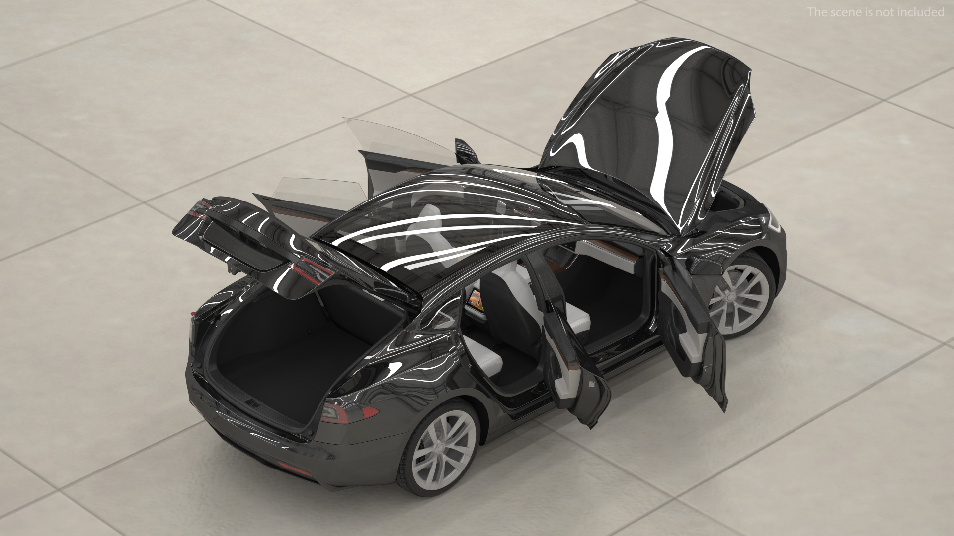 3D model Electric Liftback Sedan Rigged