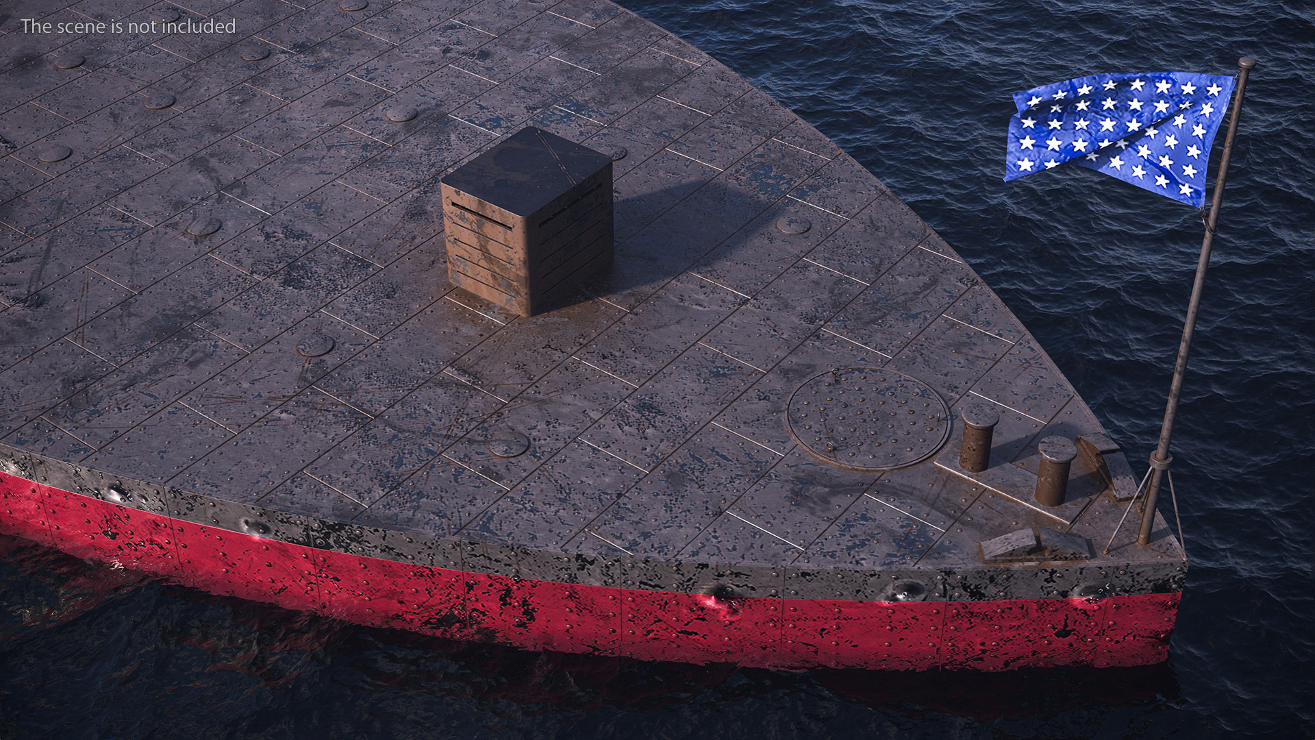 US Ironclad Warship Monitor with Tower Old 3D
