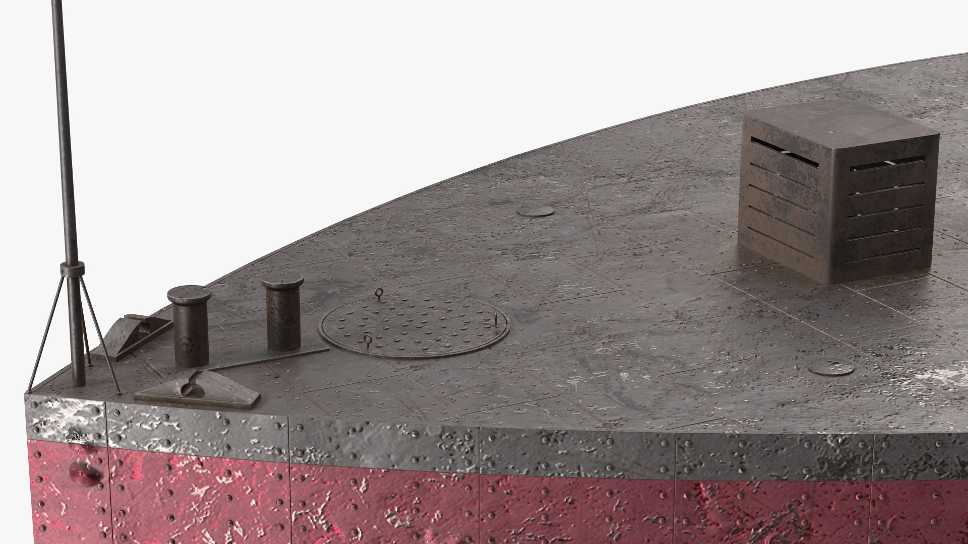 US Ironclad Warship Monitor with Tower Old 3D