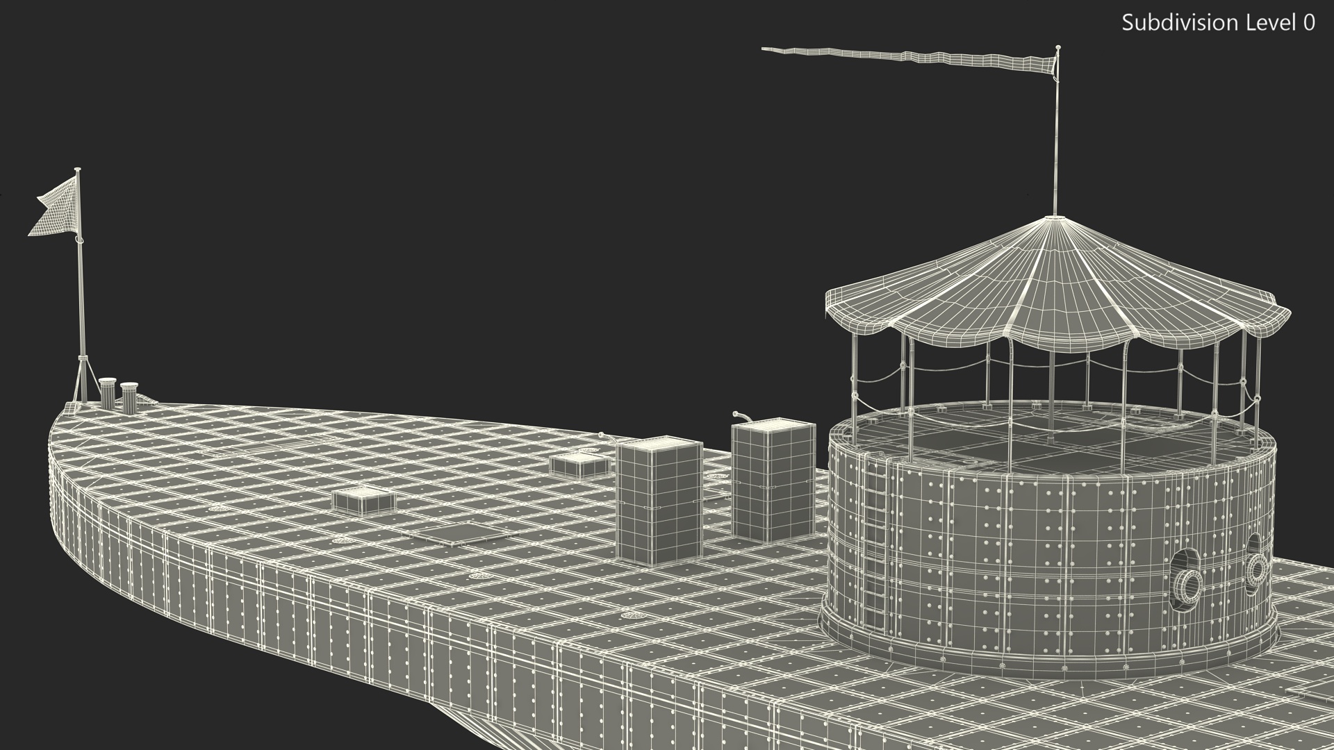 US Ironclad Warship Monitor with Tower Old 3D
