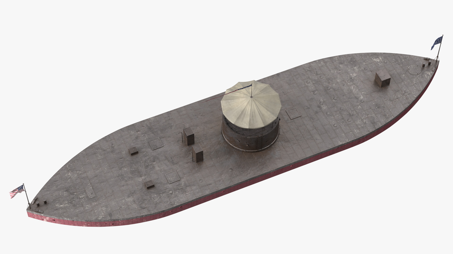 US Ironclad Warship Monitor with Tower Old 3D